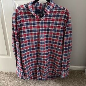 Men's Plaid Shirt - Red and Blue